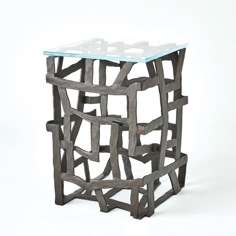 Timeless Minimalist Fragments Modern Abstract Glass End Table