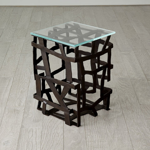 Timeless Minimalist Fragments Modern Abstract Glass End Table