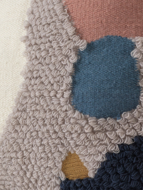 Modern Handwoven Wool Accent Pillow with Embroidery