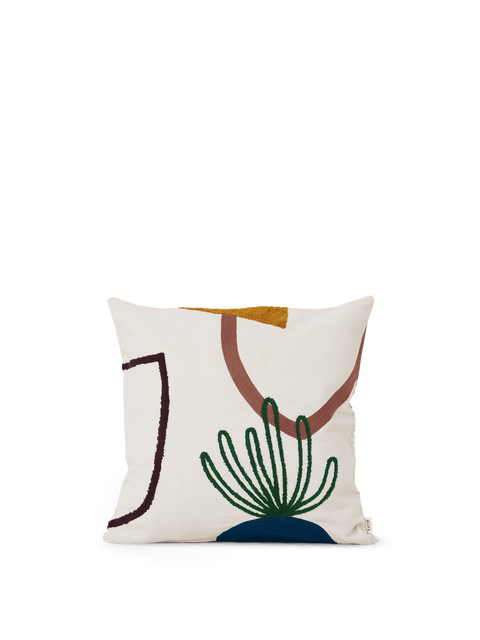 Nature-driven Modernist Embroidered Accent Throw Pillow