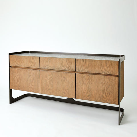 Element Contemporary Media Storage with Marble and Wood