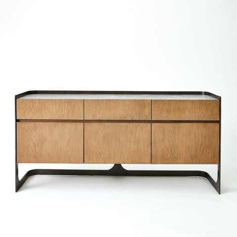 Element Contemporary Media Storage with Marble and Wood