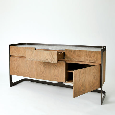 Element Contemporary Media Storage with Marble and Wood