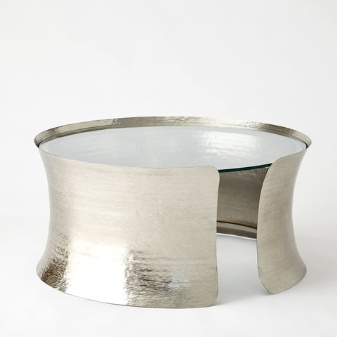 Global Views Cuff Timeless Minimalist Curved Drum Coffee Table