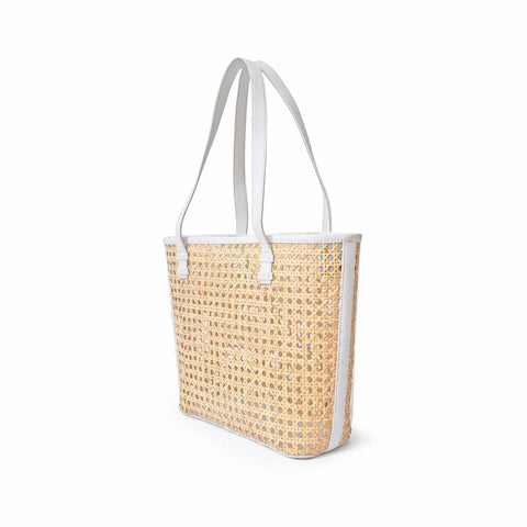 Beach Handmade Geometric Leather Trim Tote
