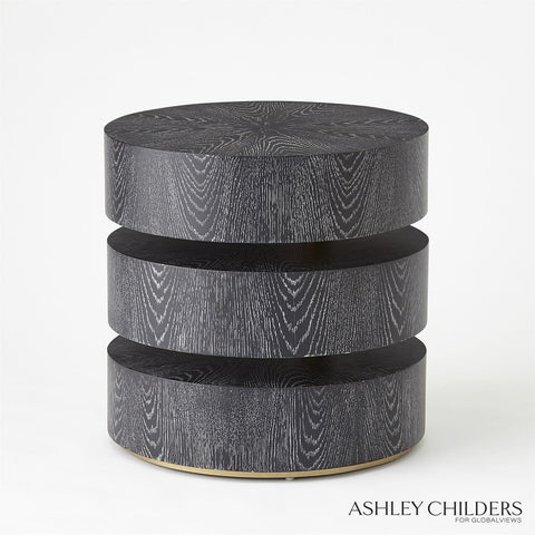 Global Views Pivot Timeless Minimalist Curved Drum Accent Table