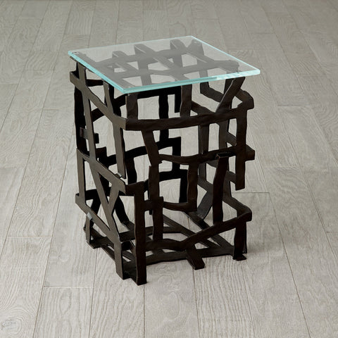 Timeless Minimalist Fragments Modern Abstract Glass End Table