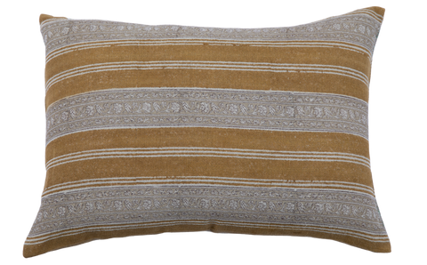 Filling Spaces Artful Traditionalist Bohemian Hand Block Print Lumbar Pillow - 18 x 18 - 20 x 20 - 22 x 22 - 24 x 24 - 26X 26 - 14 x 20 - 14 x 40 - 18 x 40 - 16 x 50