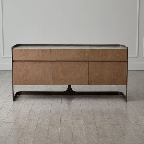 Element Contemporary Media Storage with Marble and Wood