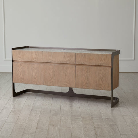 Element Contemporary Media Storage with Marble and Wood