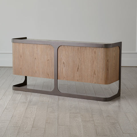 Element Contemporary Media Storage with Marble and Wood
