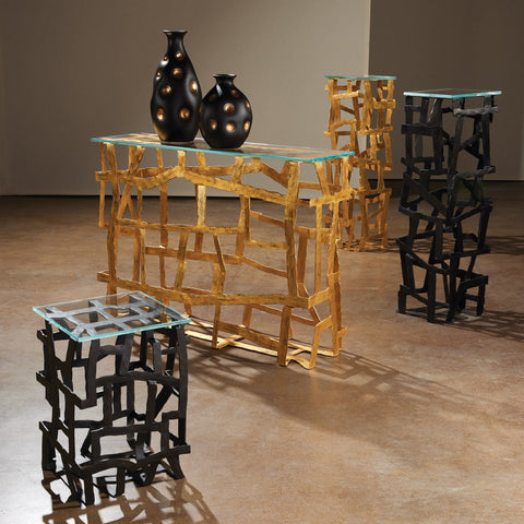 Timeless Minimalist Fragments Modern Abstract Glass End Table