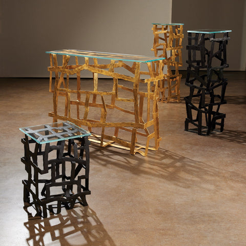 Timeless Minimalist Fragments Modern Abstract Glass End Table