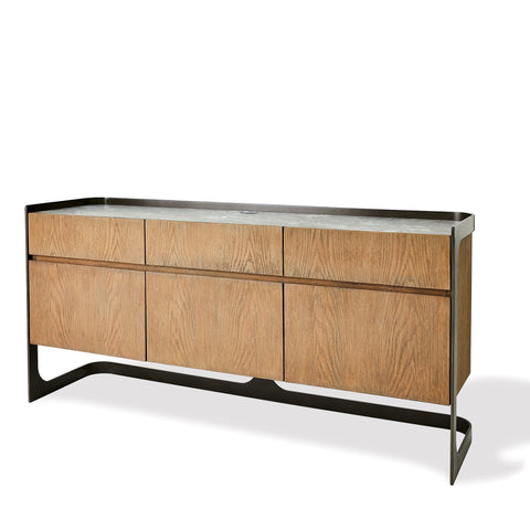 Element Contemporary Media Storage with Marble and Wood