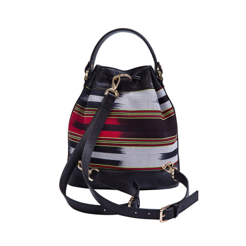 Casual Stripe Graphic Bucket Bag with Drawstring Closure