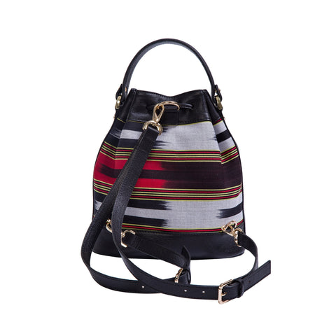 Casual Stripe Graphic Bucket Bag with Drawstring Closure