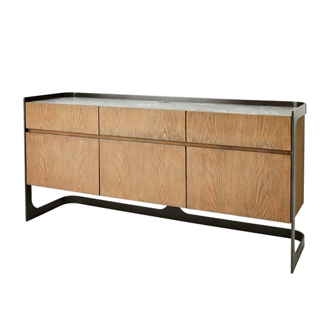 Element Contemporary Media Storage with Marble and Wood