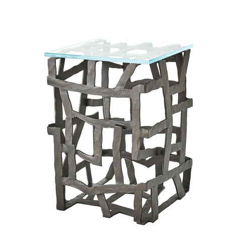 Timeless Minimalist Fragments Modern Abstract Glass End Table