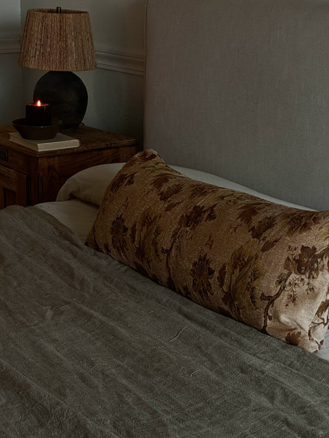 Artful Traditionalist Vintage Embroidery Lumbar Pillow