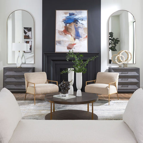 Palisade Contemporary Round Coffee Table with Frame Base