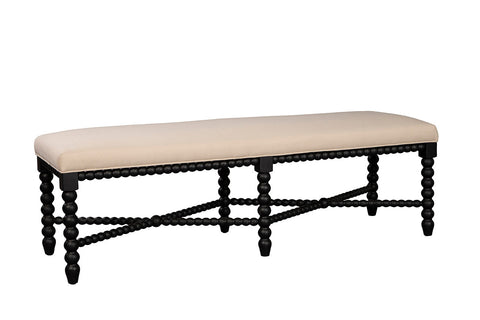 Artful Traditionalist Upholstered Oak Accent Bench