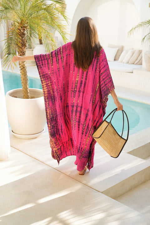 Beach Geometric Handmade Rattan Tote with Leather Trim