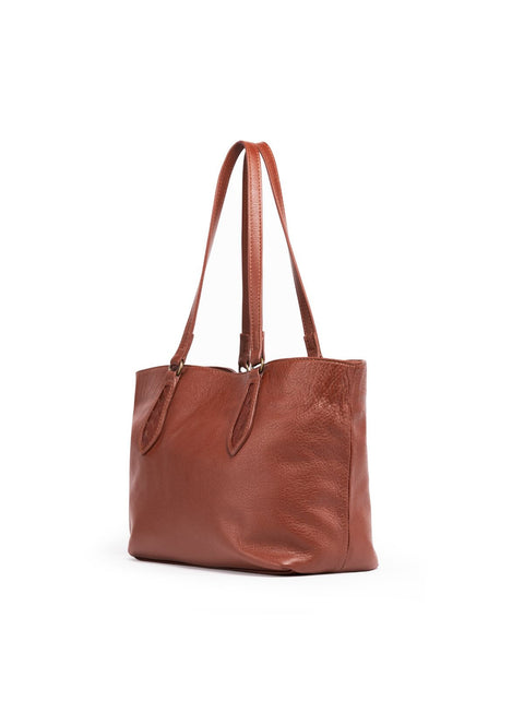 Braided Leather Tote with Magnetic Closure and Interior Pocket