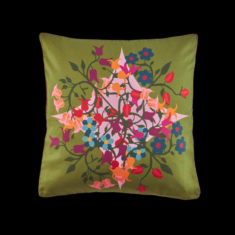 Powered by People Artful Traditionalist Bohemian Floral Graphic Square Pillow Cover - 20 x 20
