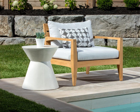 Sunpan Astley Curved Drum End Table in Modern Style - 17.5 W