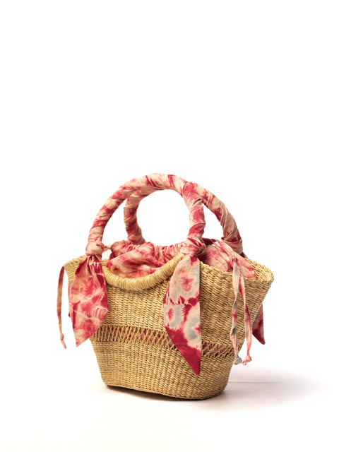 Beach Braided Knot Basket Weave Drawstring Basket Bag