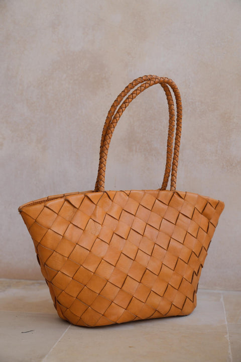 Geometric Braided Tote with Magnetic Snap Closure