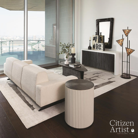 Global Views Space Saving Curved Fluted Drum Center Table