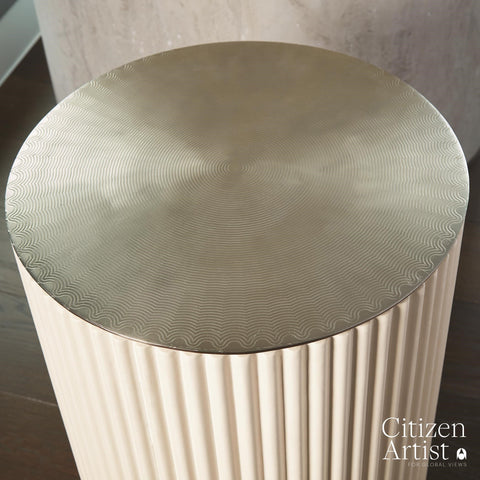 Global Views Space Saving Curved Fluted Drum Center Table
