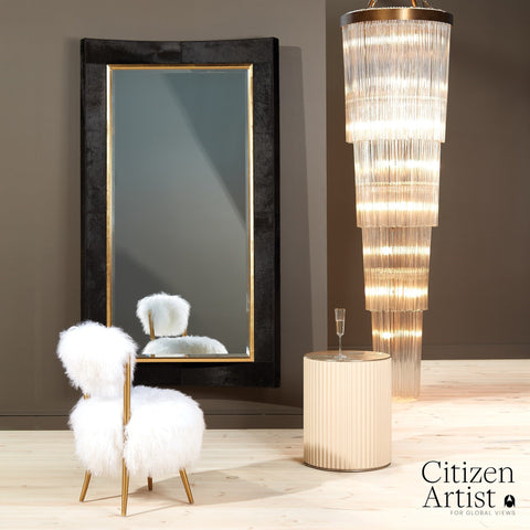 Global Views Space Saving Curved Fluted Drum Center Table