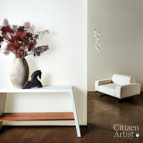 Global Views Eddy Timeless Minimalist Curved Entryway Console - 60 W