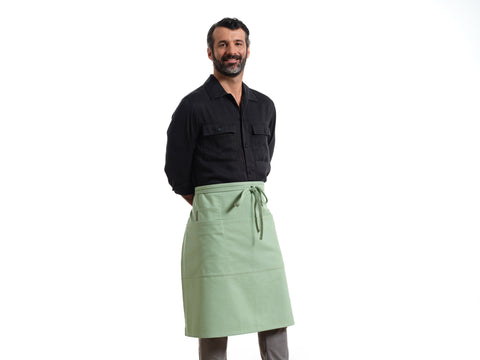 Bistro Stripe Adjustable Apron with Deep Patch Pockets