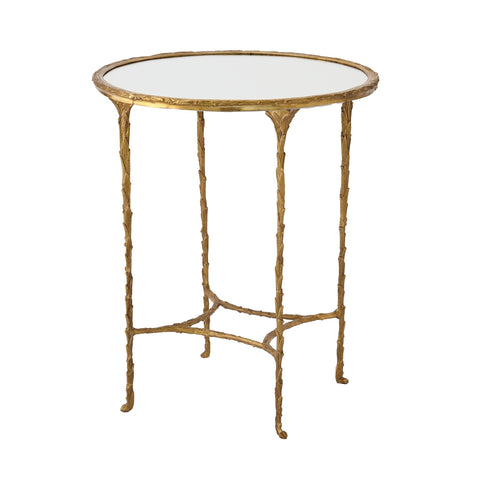 Global Views Space Saving Organic Round Mirror Accent Table