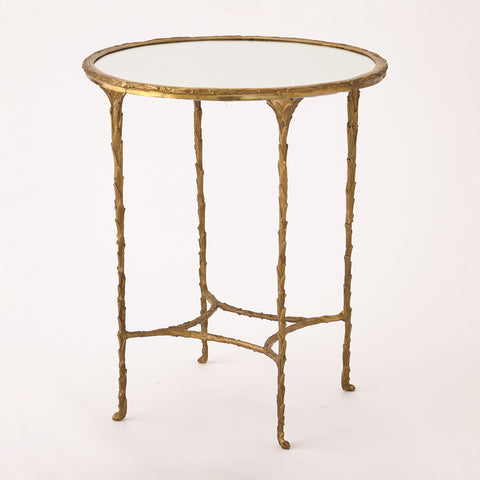 Global Views Space Saving Organic Round Mirror Accent Table