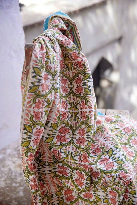 Powered by People Topanga Quilted Bohemian Floral Rectangle Handcrafted Throw - 54 x 84