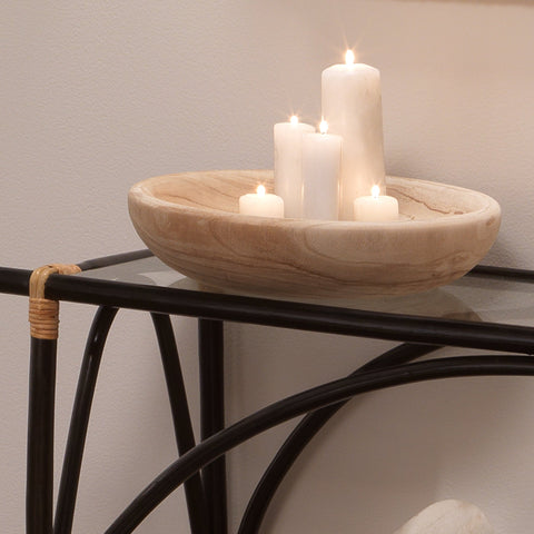 Decorating Essentials Handcrafted Rustic Carving Decorative Bowl