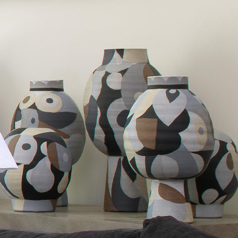 Decorating Essentials Modern Art Vase with Abstract Graphic Design