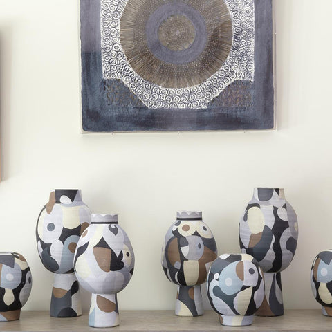 Decorating Essentials Modern Art Vase with Abstract Graphic Design