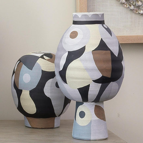 Decorating Essentials Modern Art Vase with Abstract Graphic Design
