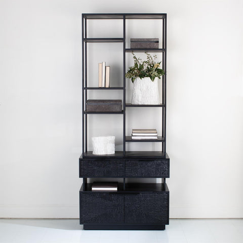 Kyoto Modern Etagere Bookcase with Abstract Design