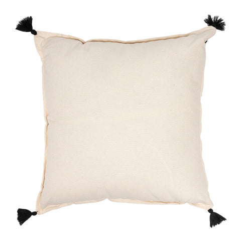 Powered by People Timeless Minimalist Modern Symbol Pillow Cover with Tassels - 20 x 20