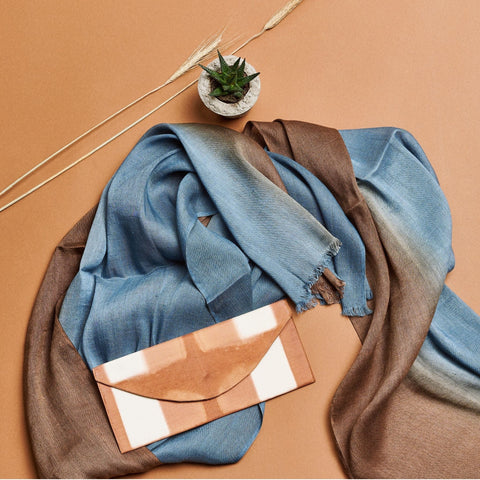 Color Block Silk Pouch with Snap Closure and Pocket