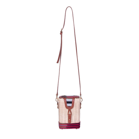 Casual Stripe Crossbody with Leather Trim and Flap Closure