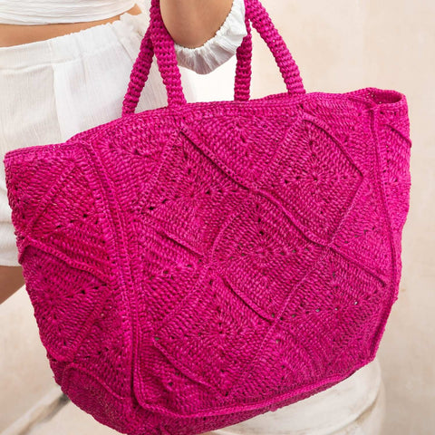Beach Handmade Braided Geometric Tote