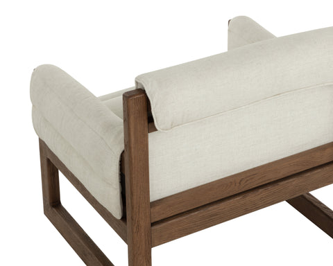 Timeless Minimalist Modern Oak Upholstered Chair & a Half
