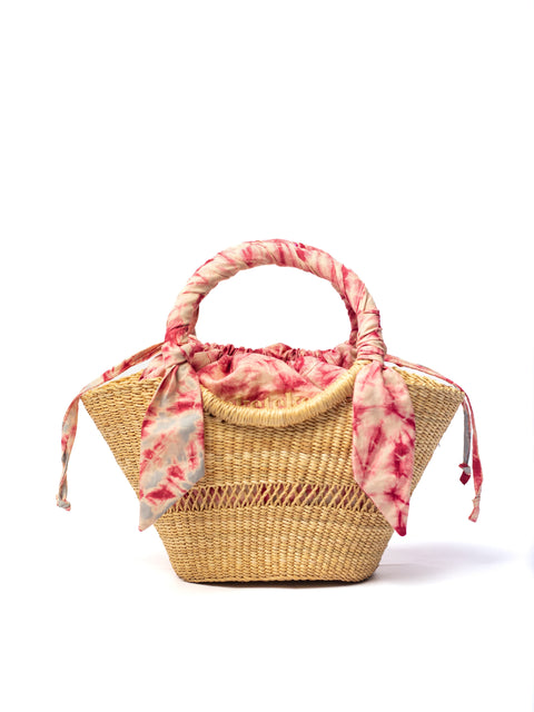 Beach Braided Knot Basket Weave Drawstring Basket Bag